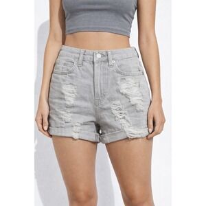 NWT All Saints Low‎ Rise Pam Pale Gray Distressed Shorts Women's size 24
